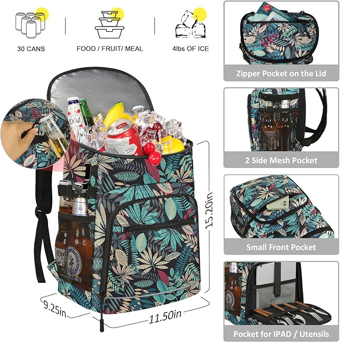 Cooler Backpack Insulated Leakproof Waterproof Backpack Cooler Bag 30/45 Cans, Large Capacity Lightweight Travel Camping Beach Backpack Cooler Ice Chest for Men and Women