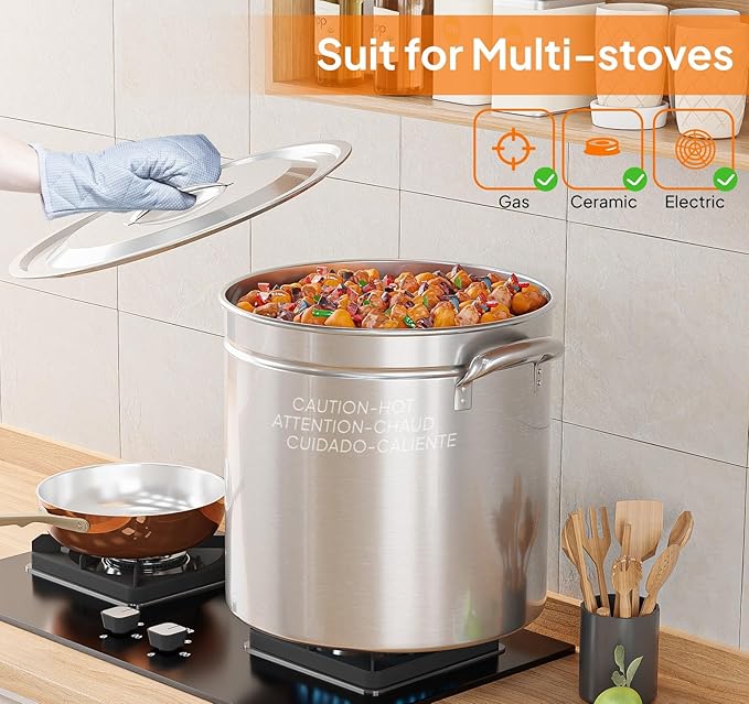 ROVSUN 50-Quart Stainless Steel Turkey Fryer & Seafood Boil Pot with Basket, Lid & Hook, Large Stock Pot for Outdoor Cooking of Turkey, Crawfish, Crab, Lobster & Shrimp