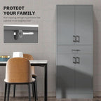 HOMCOM 71" Kitchen Pantry Cabinet with Drawer and Adjustable Shelf, Freestanding Tall Storage Cabinet with 2 Double Door Cupboards, Gray