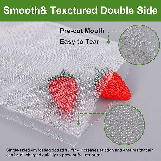 [2025 Upgraded]Moretoes Vacuum Sealer Bags, 30 Gallon 11"x 16"and 70 Quart 8"x 12"and 50Pint 6"x 10"Food Saver Bags BPA Free, Pre-cut Commercial Grade Vac Bags for Food Storage, Meal Prep or Sous Vide