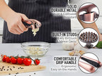 Zulay Kitchen Premium Garlic Press Set - Rust Proof & Dishwasher Safe Professional Garlic Mincer Tool - Easy-Squeeze, Easy-Clean with Soft, Ergonomic Handle - Silicone Garlic Peeler & Brush (Copper)