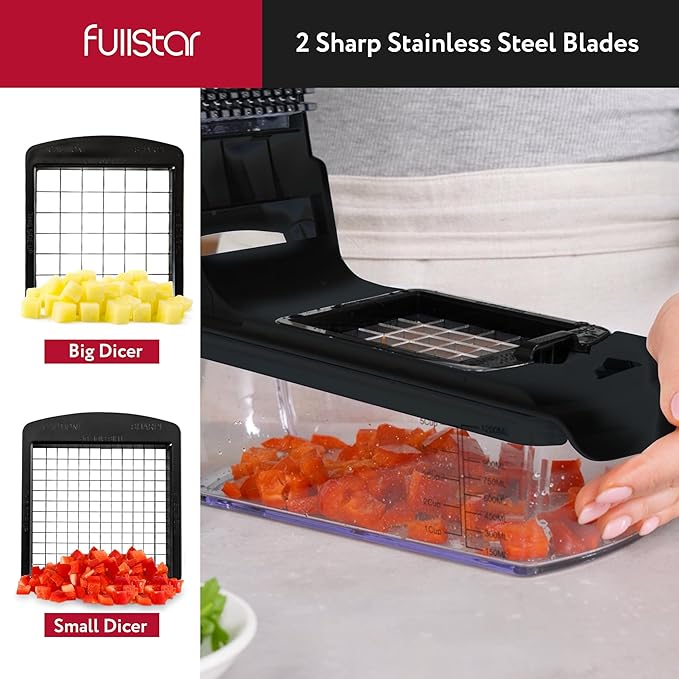 Fullstar The Original Pro Chopper - Vegetable Chopper and Spiralizer, Food Chopper with Container, Fruit Slicer, Kitchen Gadgets & Accessories, Home Essentials (8 in 1, Black)