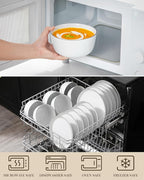 MALACASA 18 Pieces Gourmet Porcelain Dinnerware Sets, Premium Plates and Bowls Set, High-Fired Dishes Set for 6, Chip & Scratch Resistant, Microwave Dishwasher Safe, White & Black Rim, Series LEXI