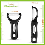 Spring Chef Swivel & Vegetable Julienne Peeler Set for Kitchen with Stainless Steel Sharp Blades - Potato Peelers with Soft Grip Handles & Blade Covers - Perfect for Carrot, Zucchini, Cucumber - Black