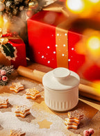 Sweese French Embossed Butter Crock with Lid - Elegant Floral Relief Design & Water Reservoir - White Countertop Butter Keeper