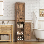 Iwell 67" Tall Storage Cabinet, Bathroom Cabinet with Drawer & Adjustable Shelves, Narrow Storage Cabinet, Floor Cabinet for Living Room, Home Office, Rustic Brown