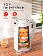 Electric Kettle Temperature Control, PARIS RHÔNE 1.7L Electric Kettle, 4H Keep Warm Water Boiler with 6 Presets, LED Screen Electric Kettles for Boiling Water, Boil-Dry Protection, BPA Free
