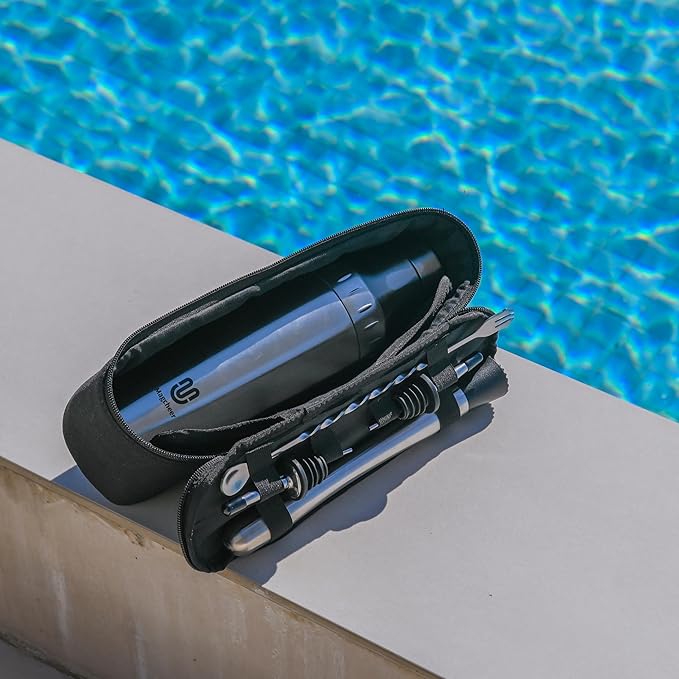 Hybrid Cocktail Shaker Set | Vacuum Insulated Stainless Steel Martini Shaker with Strainer & Jigger Lid | Travel cocktail kit with Bartender Accessory Tools | 30oz | Gold