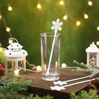 30 Pcs Christmas Drink Stirrers Xmas Stir Stick Holiday Coffee Swizzle Stick Reusable Plastic Hot Cocoa Bar Chocolate Decoration Cocktail Mixer(Snowflake,White)