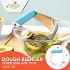Spring Chef Large Dough Blender For Baking, Dishwasher Safe Dough Cutter Tool, Stainless Steel Pastry Cutter Tool with Sharp Blades, Manual Pastry Blender for Easy Mixing - Aqua Sky