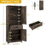 DWVO 72" Tall Farmhouse Pantry Cabinet, Kitchen Storage Pantry with Barn Doors & Drawer, Versatile Organizer with Adjustable Shelves, Rustic Cupboard for Dining Room, Living Room, Dark Rustic Oak