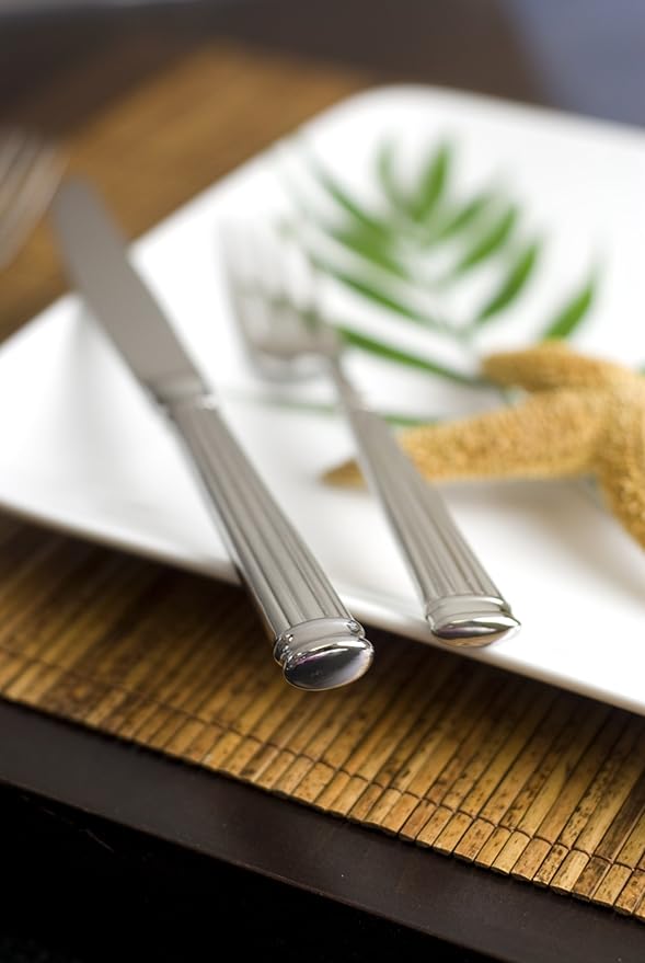 FORTESSA Doria 18/10 Stainless Steel Flatware, 20 Piece Place Setting With Table Knives, Forks and Spoons (Service For 4), Dishwasher Safe, Polished
