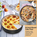 E-far 9.5 Inch Cake Pans Set of 2, Nonstick Stainless Steel Small Round Baking Pans with Parchment Paper & Side Liner Roll, Stainless Steel Core & Non-toxic Coating, Straight Side & 2 Inch Deep