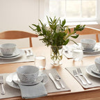 Amazon Basics Dinnerware Set, Microwave and Dishwasher Safe, Service for 6, 18-Piece Complete Kitchen, Plates, Dishes, Bowls, Branches