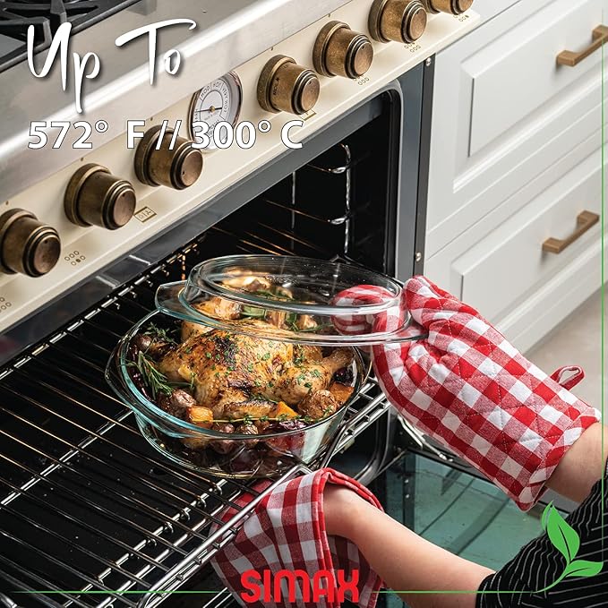 Simax Casserole Dish with Lid, 2.5 Quart Round Glass Casserole Dishes for Oven with Lid and Handles, Baking Dishes for Oven, Covered Bowl for Cooking, Baking, Serving, Microwave, Dishwasher, and Oven Safe Cookware