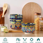 vancasso Cereal Bowls Set of 6, Bohemian Ceramic Soup Bowls, 28 oz Colorful Bowls Set for Kitchen, Dishwasher & Microwave Safe for Salad, Pasta, Rice, Oatmeal, Fruit