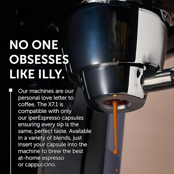 Illy X7.1 Espresso Single-Serve Machine, Barista Quality Espresso Machine for iperEspresso capsules with Milk Frother Steam Wand (Black)