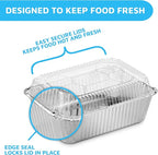 MontoPack Disposable Takeout Pans with Clear Lids | 5lb Capacity Aluminum Foil Food Containers with Seal for Freshness | Eco-Friendly & Recyclable | 25-Pack 6.5x9.5” Drip Pans
