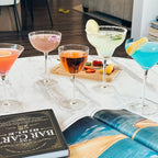 MORA PURE Margarita Glasses Set of 4, 12 oz Modern Bar Glass for Martini, Frozen Daiquiri, Tropical Summer Parties - Classic Coupe Cocktail Drinkware, Great Gift for Mixologists, Hand Blown Crystal