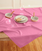 Solino Home Square Linen Tablecloth 52 x 52 Inch - 100% Pure Linen Flamingo Pink Table Throw - Classic Hemstitch, Machine Washable Table Cloth for Summer, Halloween