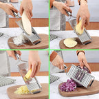 Suuker 4 in 1 Vegetable Cutter with Cheese Grater, Carrot Grater, Cabbage Shredder, Cucumber Slicer - Stainless Steel Mandoline Slicer for Kitchen