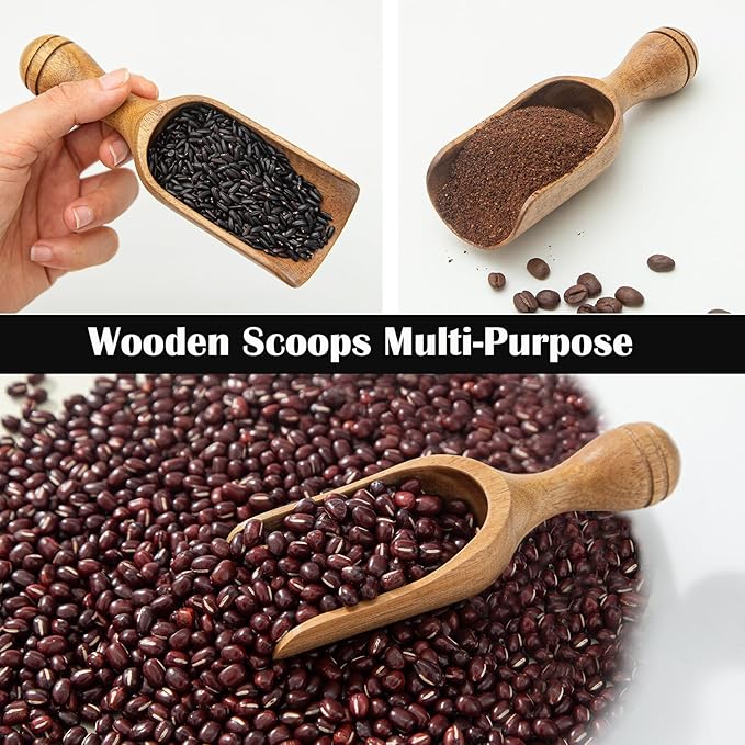 Big Coffee Scoops Shovel,Large Ground Coffee Scoop 3PCS Large Wooden Scoops for Jars 5.9″ Acacia Measuring Spoons for Coffee, Kitchen Scoop for Tea,Coffee, Powder, Bath Salts,Laundry -Multifunctional