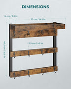 OROPY Coffee Mug Rack Wall Mounted, Rustic Wood Cups Rack with 12 Hooks and Storage Shelf, for Home Kitchen Display and Collection (Rustic Brown)