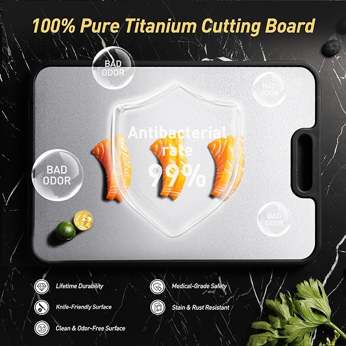 2 Packs Pure Titanium Cutting Boards for Kitchen Chopping Board with Handle 2 in 1 Meat Butcher Block Wedding Day Engagement Hostess Couple Newly Wed Christmas Married Fiancee Unique Cool Gifts