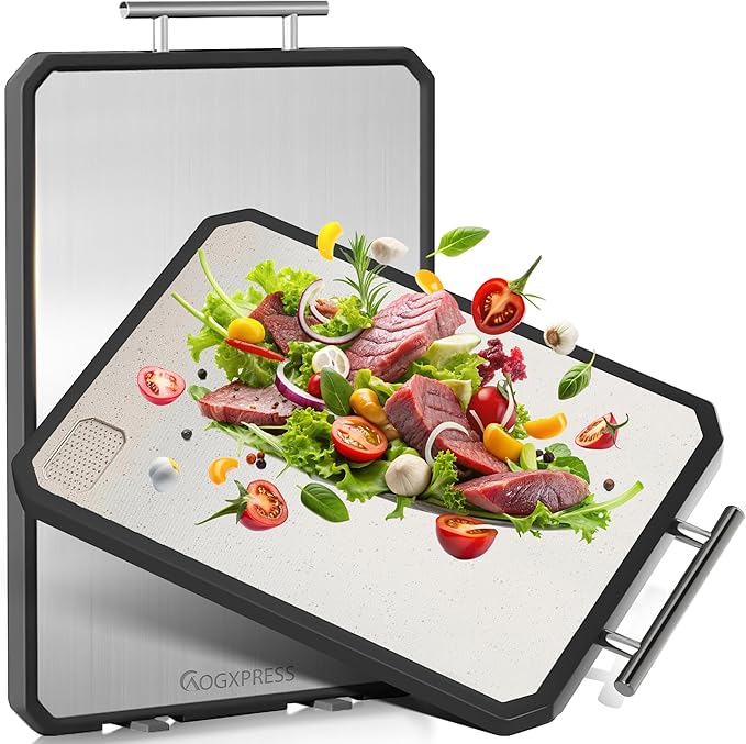 Titanium Cutting Board – 16x11” Stainless Steel Chopping Board, Medical-Grade, Dishwasher Safe, for Vegetables & Meat