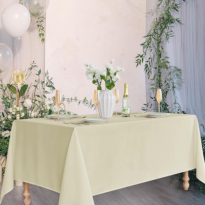 Fitable Ivory Tablecloths for 6-8 Foot Tables, 6 Pack - 70 x 120 Inches - Reusable and Washable Table Clothes, Polyester Fabric Table Covers for Wedding, Party, Banquet