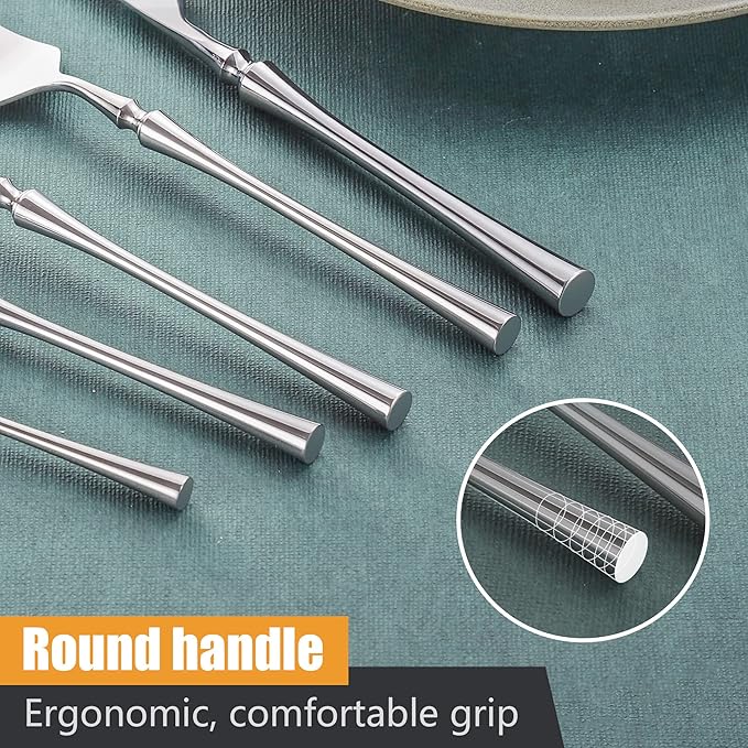 Lemeya 20-Piece Silverware Set for 4,Modern 18/10 Stainless Steel Flatware Set,Unique Rustic Cutlery Utensils Set,Spoon and Fork Set for Home, Restaurant,Wedding,Mirror Polished,Dishwasher Safe