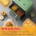 Vailnd Air Fryer Liners Disposable for Dual Basket, 100Pcs 8x5.5 Inch Rectangle Air Fryer Paper Liner for Ninja DZ201 DZ401, Chefman/COSORI 2-Basket Air Fryer, Oil Proof Parchment Paper