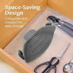 Kitchen Gizmo Snap N' Strain - Silicone Pasta Strainer Clip-On for Pots and Pans - Heat Resistant Colander for Vegetables and Noodles - Kitchen Gadgets for Cooking - Space-Saving Design - Gray