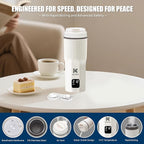 KIVRA Travel Kettle-316 Stainless Steel Portable kettle, 450mL Portable Water Boiler with 6 Temperature Control, Auto Shut Off & Boil Dry Protection, Small Electric Kettle for Global Use (100-240V)