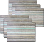 PIGCHCY Stylish Placemats for Dining Table Set of 6, Thicker and Tighter Cross-Woven Placemat Non-Slip Vinyl Washable Table Mats (Multi Teal)