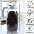 Cold Brew Coffee Maker 64 OZ 2 Pack Mason Jar Cold Brew Pitcher With Infuser 2 Quart Wide Mouth Iced Coffee Maker With Pour Spout Lid And Handle Half Gallon Airtight & Leakproof Pitcher For Fridge