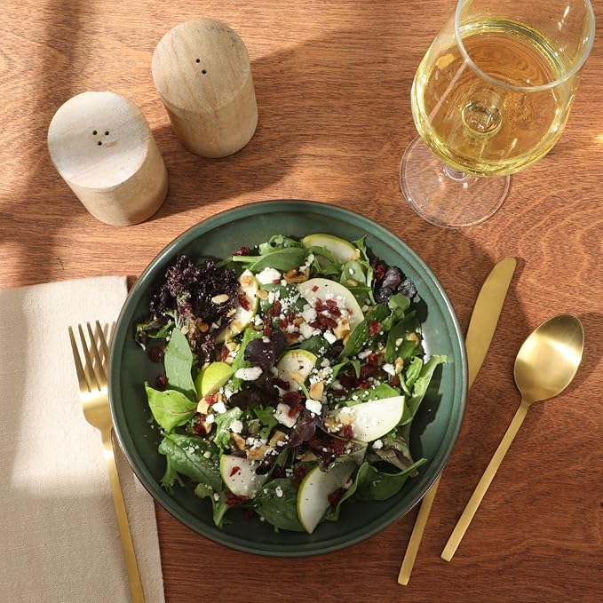 Gibson Elite Beckett 4-Piece Multi-Color 9 Inch Dinner Plate Bowl Set – Reactive Glaze Stoneware – Shallow Pasta Bowls – Wide-Rim Round Design – Microwave & Dishwasher Safe