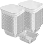 50 Pack 2 lb Disposable Aluminum Foil Pans Meal Prep Take Out Food Containers with Paper Lids for Catering, Baking, Roasting Food, Freezer Safe