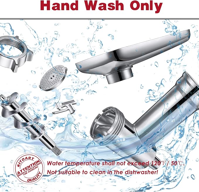 Metal Food Grinder Attachments for KitchenAid Stand Mixers, Meat Grinder, Sausage Stuffer, Perfect Mixer Attachment for KitchenAid Mixers, Silver(Machine/Mixer Not Included)