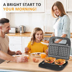 Sunvivi 3 in 1 Waffle, Grill & Sandwich Maker, Sandwich Maker Panini Press Waffle Iron Set with Removable Non-Stick Plates & Indicator Lights, Grill and Sandwich Press for Breakfast, 750W, Black