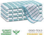 Urban Villa Dish Cloths Terry Cotton Pack of 6, Highly Absorbent Quick Drying Super Soft Premium Dish Towels for Kitchen with Hanging Loop Hand & Tea Towels - 12x12 Inch, (Aqua & White, Checks)