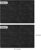 Romanstile Reversible Vinyl Placemats Set of 4, Faux Leather 100% Waterproof Oil-Proof Wipeable Place Mats, Heat Resistant Dual Sided Table Mats for Kitchen/Dining/Party (Black, 12 x 17 Inch)