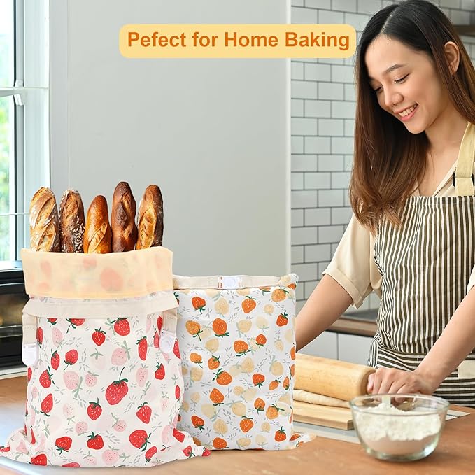 Beeswax Bread Bags for Sourdough, Large Reusable Beeswax Bags for Homemade Breads, 2 Pack Sourdough Bread Baking Supplies Bees Wax Bag for Food Storage Keep Fresh