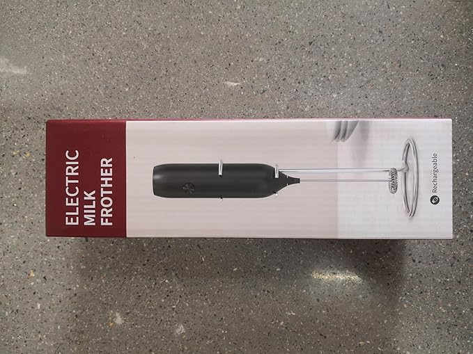 CIRCLE JOY Powerful Milk Frother Handheld with Stand Rechargeable Milk Foamer Electric Mini Drink Mixer for Coffee, Cappuccino, Lattes, Frappe, Matcha and Hot Chocolate, Black