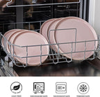 AmorArc Ceramic Dinner Plates Set of 6, 10.25 Inch Stoneware Plates for Kitchen,Modern Flat Dinnerware Dishes Set,Microwave& Dishwasher Safe, Scratch Resistant-Pink