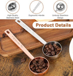 2Pcs 1/8 Cup Scoop, Stainless Steel 2 Tbsp Coffee Scoop with Long Handle,Suitable for Coffee Beans, Ground Coffee & Baking (30ml)
