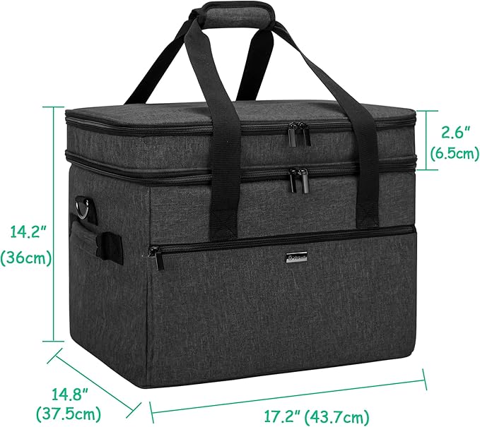 Yarwo Slow Cooker Bag Compatible with Crock-Pot/Hamilton Beach 8-10 Quart, Double Layers Slow Cooker Travel Carrier Case for Kitchen Appliance and Accessories, Black (Bag Only)