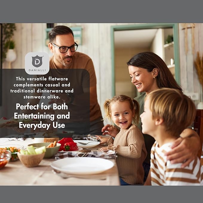 Engraved Silverware Set for 6 | 18/10 Stainless Steel Flatware with Mirror Finish and Engraved Handles | Heavy-Duty, Dishwasher Safe, Built to Last (30-Piece, Mezzano Engraved)