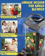 CRANDDI Quiet Commercial Blender with Soundproof Shield, 2200 Watt Professional Blenders for Kitchen with 80oz Pitcher and Self-Cleaning, High-Speed Blenders K90 Red