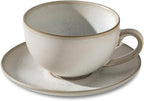 Porcelain Coffee Cup with Saucer, 10 oz Vintage Design Ceramic Latte Art Cappuccino Barista Espresso Tea Cup with Saucer(White Shell)